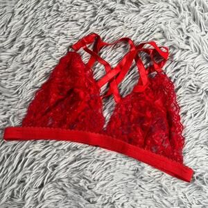 Red Lace Bondage Power Mysterious Academia Madam Bralette‎ Lingerie